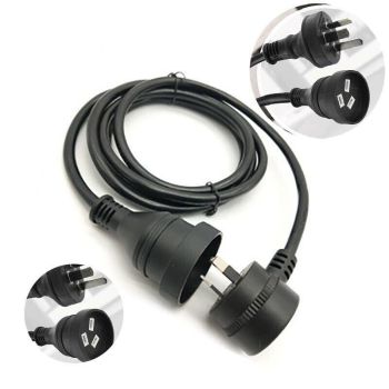 1M Piggyback Extension Cord 240V Power Lead Cable Au 3-Pin Black Au