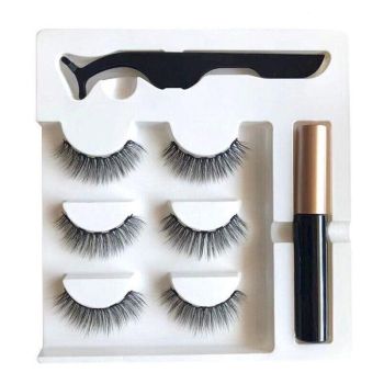 Magnetic False Eyelashes Natural Eye Lashes Extension Liquid Eyeliner Tweezer - Model 14