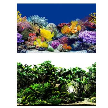 Aquarium Background Fish Tank Wallpaper Double Sided Decoration Sticker Paper - H-50cmx102cm