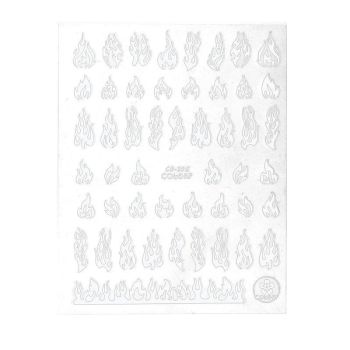 3D Flame Nail Stickers Fire Design Manicure Decals Self Adhesive Nail Art Sheet - White