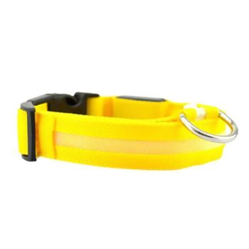 XL Size USB Rechargeable LED Dog Collar Nylon Glow Flashing Light Up Gear - Blue