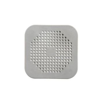2X Square Drain Cover For Shower Drain Hair Catcher Flat Silicone Plug For Bath - Grey