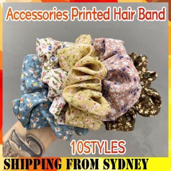 Fresh Hair Accessories Printed Hair Band Hair Rope Hair Ring Elastic Headband - Beige