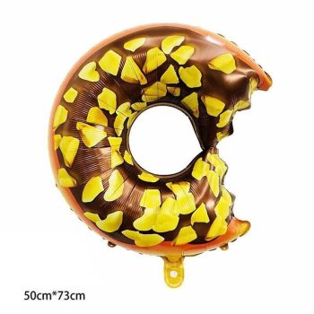 Donut Foil Balloon Party Decoration with Bite 50x73cm Helium Sweet Icing Colours - A