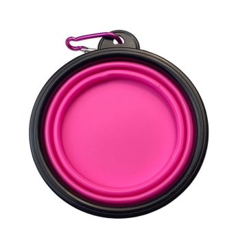 Collapsible Silicone Pet Bowl for Cat Dog Portable Food and Water Feeder - Black