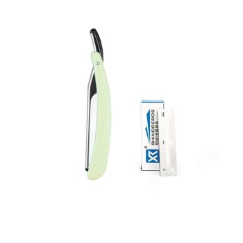 Old Shaver Razor Eyebrow Knife Folding Manual Shaver Holder Home Salon Tool Au - Yellow+10PCS Blades