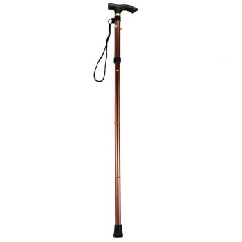 Folding Walking Stick Travel Cane Adjustable Height 82 to 92cm Aluminium Anti Slip - Silver