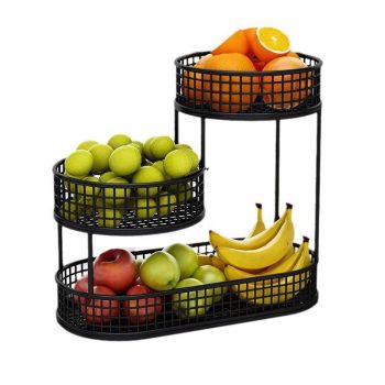Luxury Multi-Layer Fruit Basket Snack Storage Rack Living Room Coffee Table - Gold