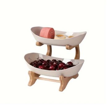 Modern Multi-layer Bamboo Fruit Snack Plate Rack Creative Living Room Plate Rack - Green