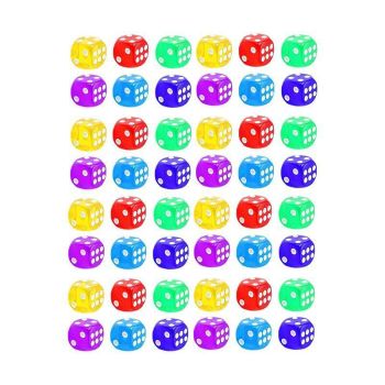 12-48PCS 6 Sided Games Dice Transparent Coloured Game Play Toy Bulk Board Game - 12PCS