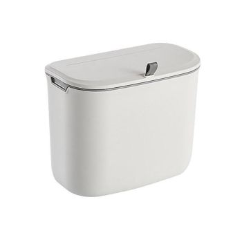 Wall Mounted Hanging Wastebasket with Sliding Lid for Kitchen and Bathroom Use - 9L