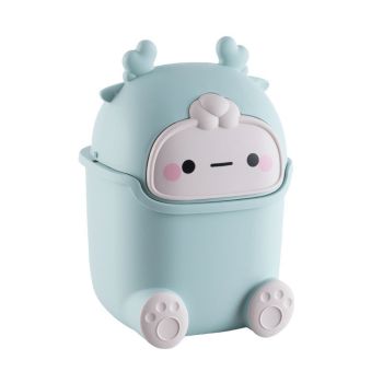 Mini Monster Trash Can Desktop Flip Top Garbage Bin Small Plastic Waste Basket - Pink