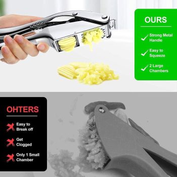 Multifunctional Garlic Press Aluminum Alloy Two-in-One Garlic Cutter Masher Tool