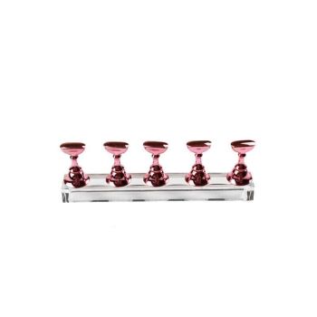 Acrylic Nail Display Stand with Snap On Tips Holders for Practice and Display - Pink