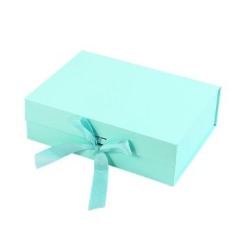 Elegant Ribbon Flip Folding Gift Boxes Multiple Colors High-Quality Cardboard - Black