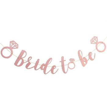 Bride To Be Rose Gold Banner Diamond Wedding Bridal Shower Hens Party Decoration - Diamond