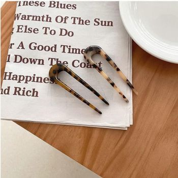 2Pcs U-Shape Hair Clips Stick Tortoise Shell Hairstyle Hair Pin Hair Accessories - 2PCS Light Brown