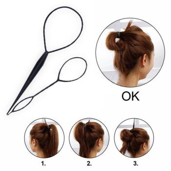 Hair Styling Tool 2Pcs Set Topsy Tail Ponytail Maker Braid Ladies Girl Clip Loop
