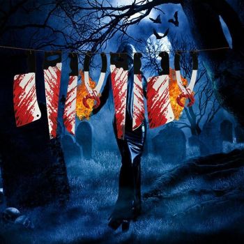 8Pcs Hanging Bloody Weapons Halloween Horror Props Garland Banner Decoration Au
