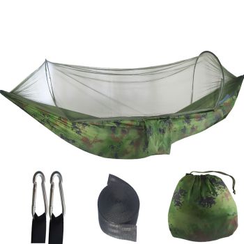 Camping Hammock Tent Set Double Outdoor Hanging Bed With Mosquito Net For Travel - Army green