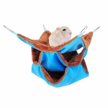 Hanging Hammock Nest Bed for Hamster Guinea Pig Ferret Rat Mice Cage Warmer Toy - Blue Rabbit