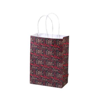 30x Valentines Day Love-Themed Tote Bag Elegant Kraft Paper Handbag Lightweight - Y168