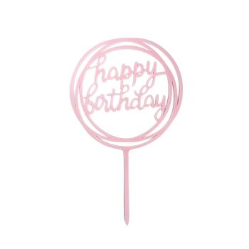 Acrylic Home Happy Birthday Decor Baking Cake Topper Card Party Decor Supply - Rose Gold R31