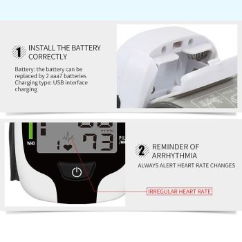 Home Automatic Wrist Blood Pressure Monitor Electronic Sphygmomanometer Device