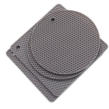 4pcs Silicone Honeycomb Heat Resistant Mats Table Cup Pot Coasters Home Kitchen - Red