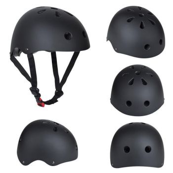 Black Bike Skate Helmet with Adjustable Fit Lightweight Protective Design 3 Sizes - L