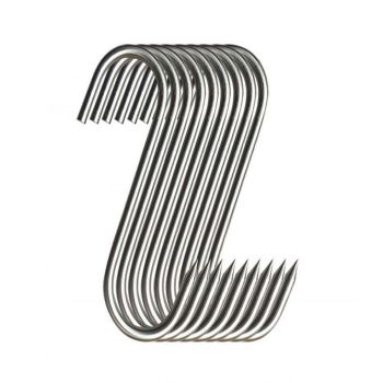 10PCS Steel S Meat Hooks for Beef Pork Lamb Roast Duck BBQ Grill Oven Hanging - L