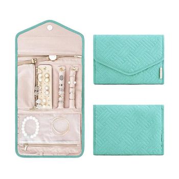 Periea Travel Jewellery Roll -Jewellery Travel Pouch Portable Case Box Organiser - Pink