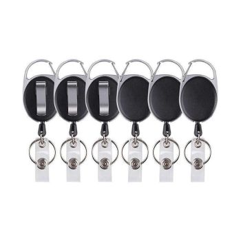 Retractable Badge Reel ID Lanyard with Carabiner Clip Key Ring and 70cm Nylon Wire