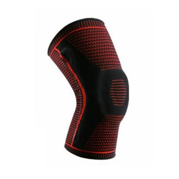 Red Knee Brace Knee Compression Sleeve Professional Sports Silicone Knee Support - L