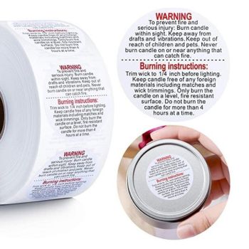 500PCS Candle Warning Labels Roll Round Stickers for Jars Wax Melts Containers
