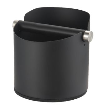 Stainless Steel Coffee Grounds Knock Box Round Tap Bucket for Household Espresso - Black