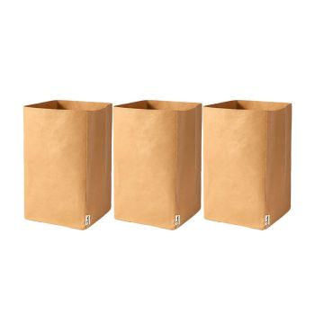 3pcs Washable Kraft Paper Storage Bag for Kitchen Desktop Refrigerator Organizer - S-Square