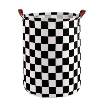 Foldable Laundry Basket Dirty Clothes Hamper Toy Storage Organizer Storage Bin - Black And White Chess