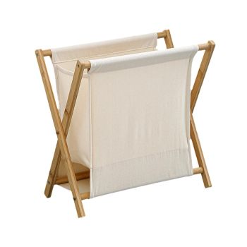 Wooden Collapsible Laundry Basket Dirty Clothes Storage Household Organizer - Beige-S