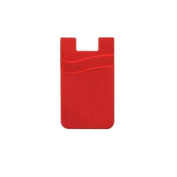 Silicone Phone Card Holder Double Layer Adhesive Wallet with 3M Backing - Red