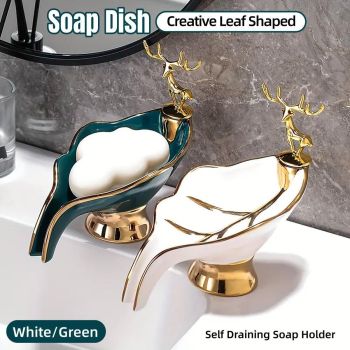 Soap Dish Holder Non-Stagnant Drainage Soap Box for Bathroom Kitchen Sink Home - Green