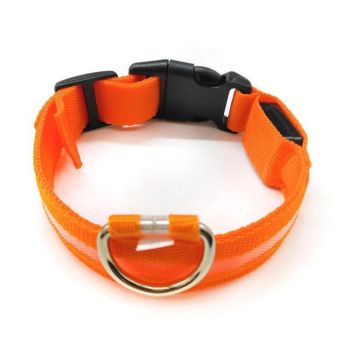 M Size USB Rechargeable LED Dog Collar Nylon Glow Flashing Light Up Pet Collar - Red