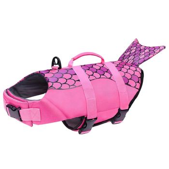 Pet Life Jacket Dog Swim Vest Outdoor Water Gear for Summer Swimming Activities - Pink L