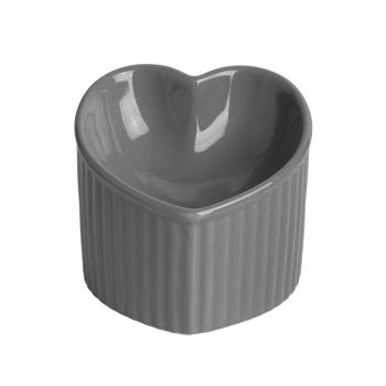 Love Shape Slanted Cat Bowl Ceramic Pet Bowl for Cats Food Water Feeding Dish - Dark Green