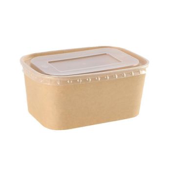 50pcs Eco Friendly Kraft Paper Food Containers Lunch Boxes for Picnic Takeout - 500ml
