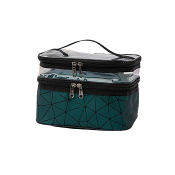 Portable Double-Layer Large Capacity Waterproof Cosmetic Bag Travel Toiletry Bag - Dark Pink