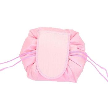 Portable Travel Makeup Bag Drawstring Cosmetic Pouch Lazy Storage Organiser Case - White Cactus