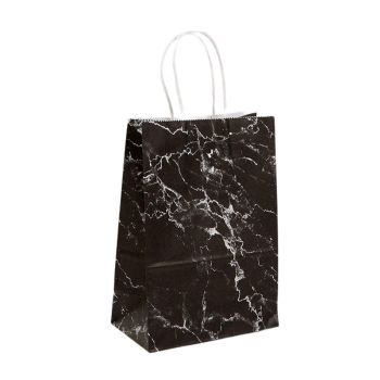 25PCS Marble Series Shopping Paper Bag Luxury Handbag Party Favor Gift Bags Set - Black Gold-L