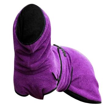 Dog Puppy HoodiesJacket Solid Coat Pet Winter Soft Warm Clothes S-5XL Purple - M