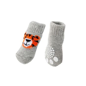 Non Slip Pet Socks for Dogs and Cats Knitted Paw Protector with Grips L Size - Yellow Kumamoto